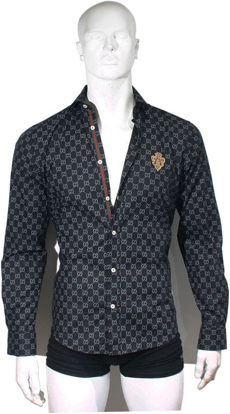 mens gucci button down shirt black and gold|short sleeve dress shirts Gucci.